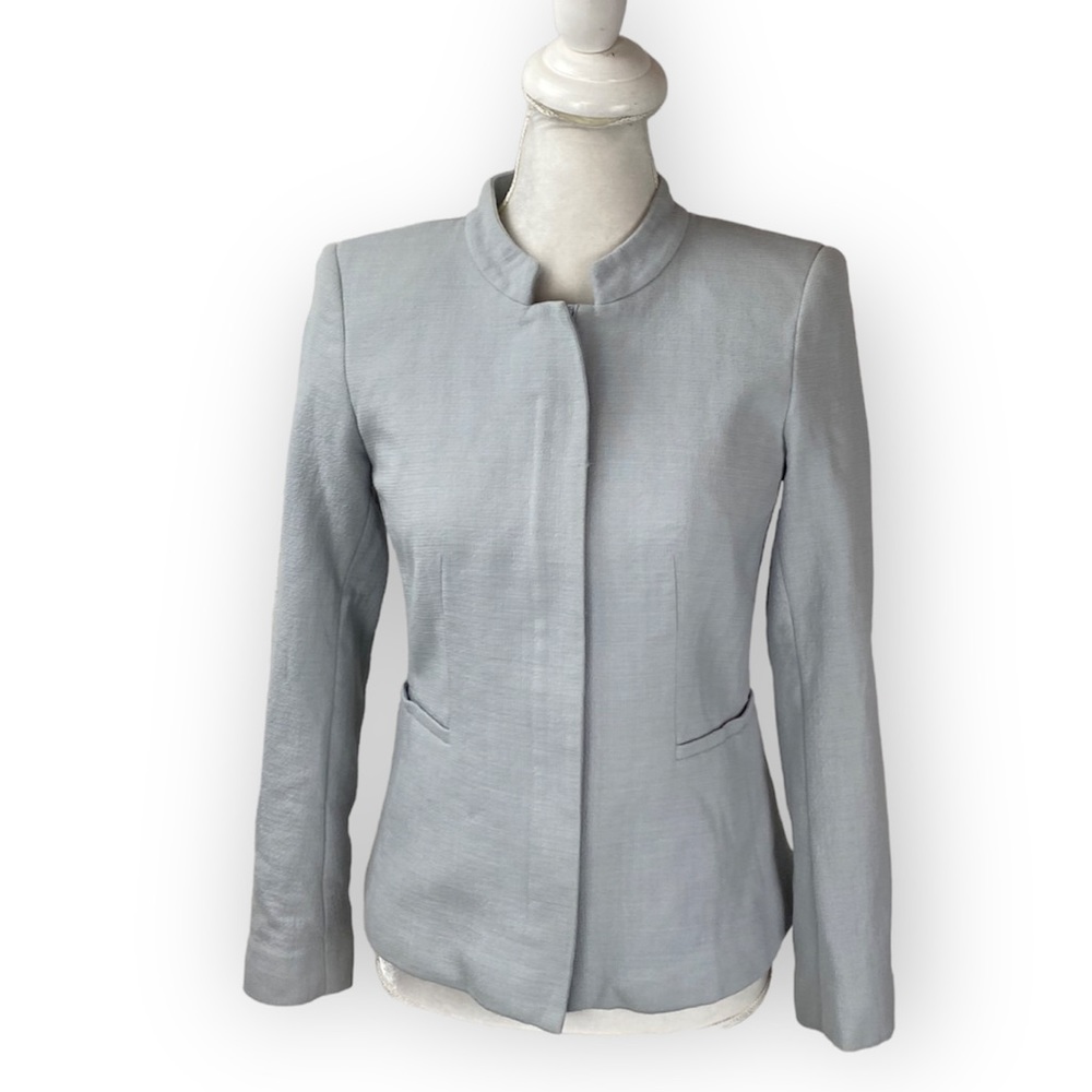 Womens Lafayette 148 New York Blazer Size 2 Blue Zip Up Career. - Picture 1 of 7